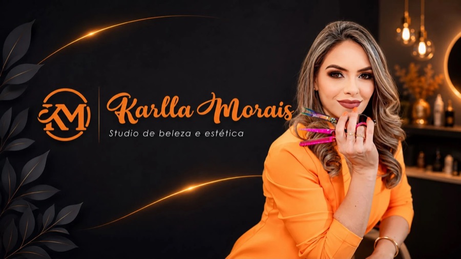 Topo do site da Karlla Morais, Studio de beleza e estética, no modelo Salão
